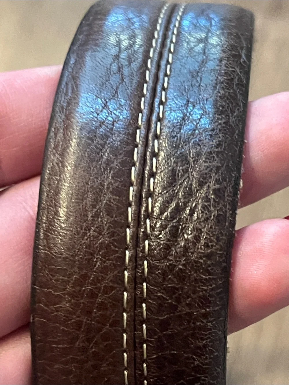 Cole Haan Dark Brown Leather Belt with Brass Buckle